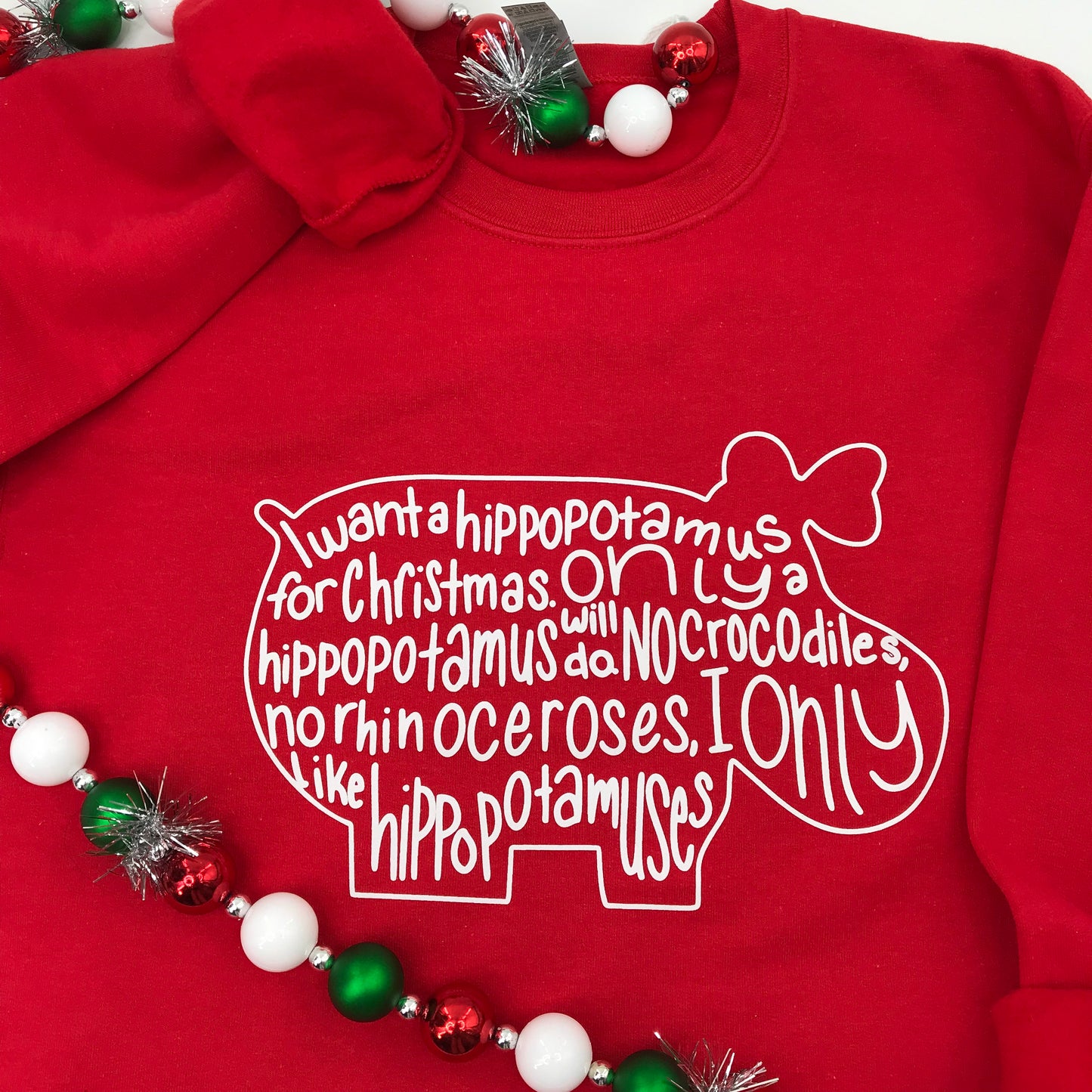 I only like Hippopotamuses Christmas Crewneck