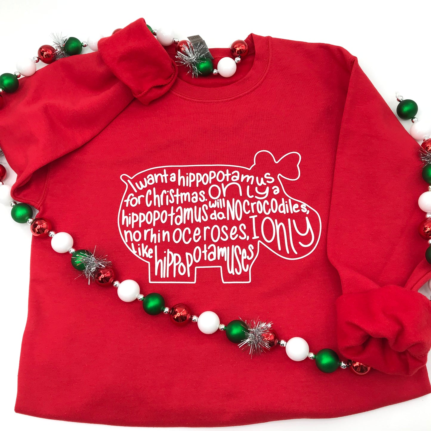 I only like Hippopotamuses Christmas Crewneck