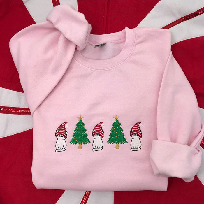 Cat Christmas Embroidered Crewneck